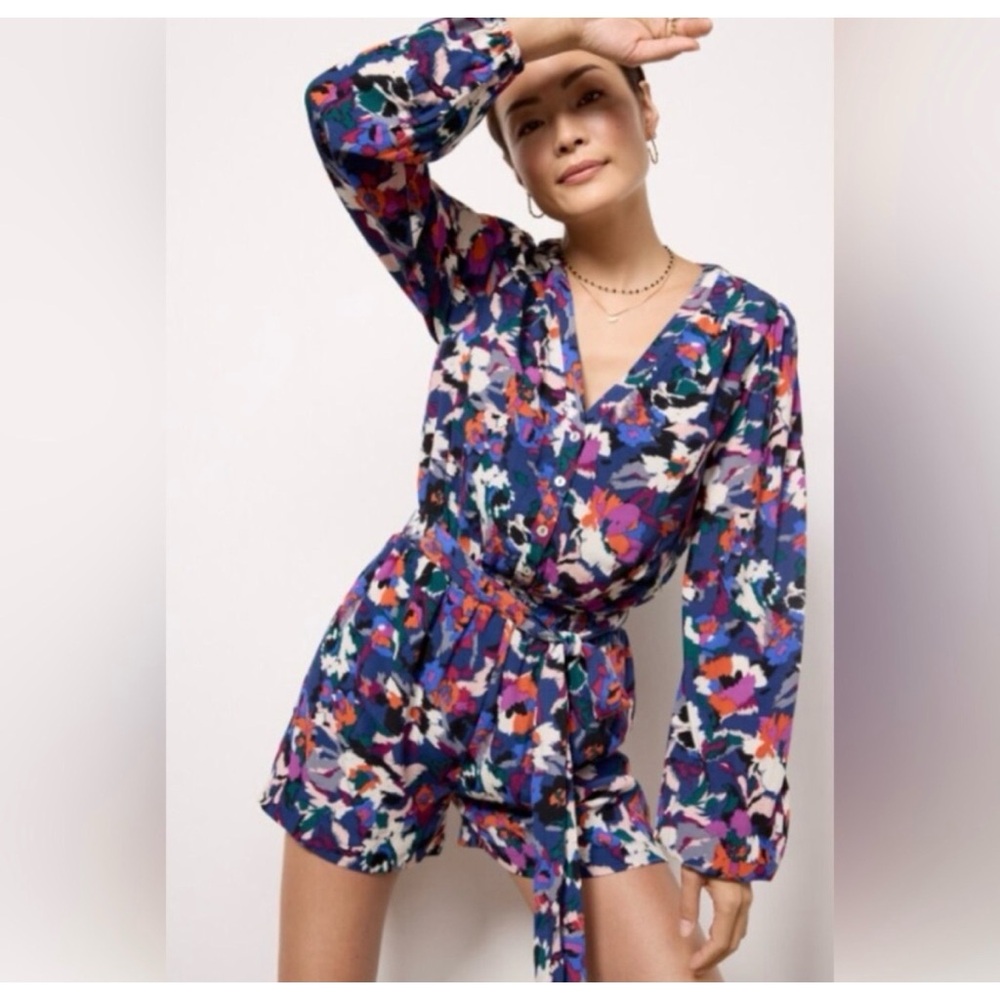 New Evereve Hadley Abstract Floral Print Romper